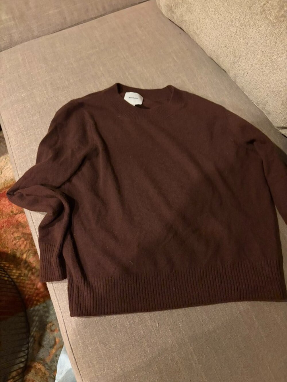 Reformation cashmere, boyfriend crew, dark brown